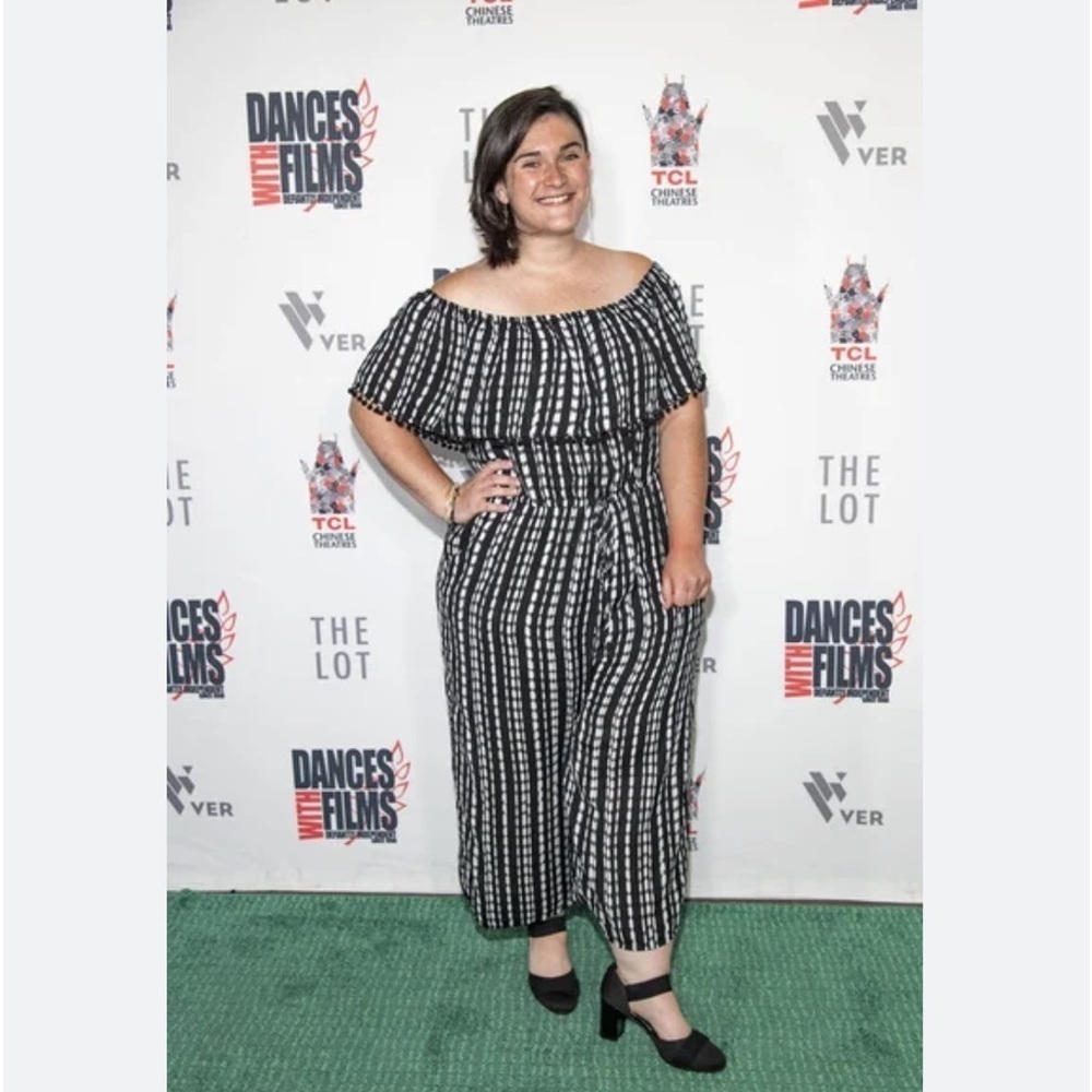 ROZ AND ALI BLACK AND WHITE WIDE LEG‎ JUMPSUIT size 2X